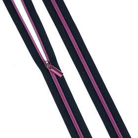 Sallie Tomato Tula Pink #5 Nylon Zipper Tape & Pulls - Navy with Pink Coil Primary Image