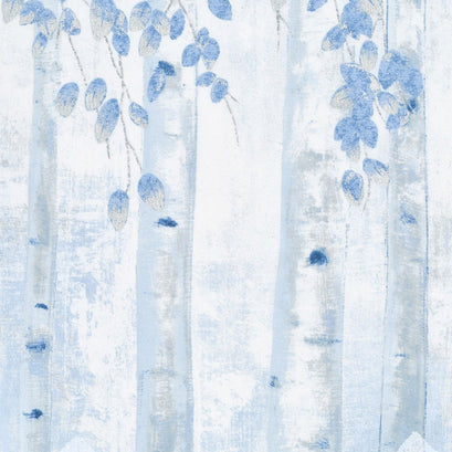 Sound of the Woods 3 - Birch Tree Winter Metallic Yardage