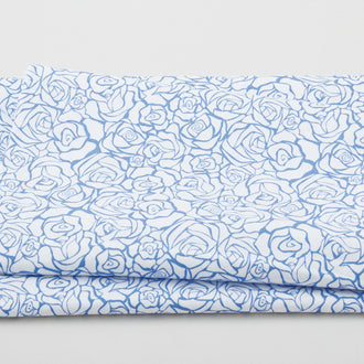 Blue Bayou - Abstract Flowers White 2 Yard Cut