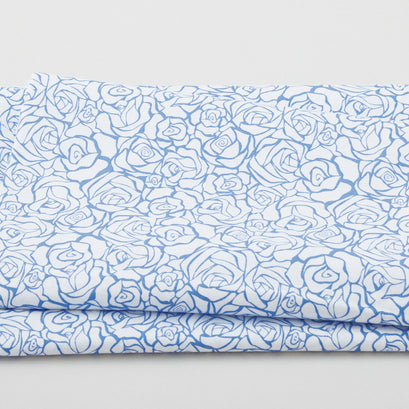 Blue Bayou - Abstract Flowers White 2 Yard Cut