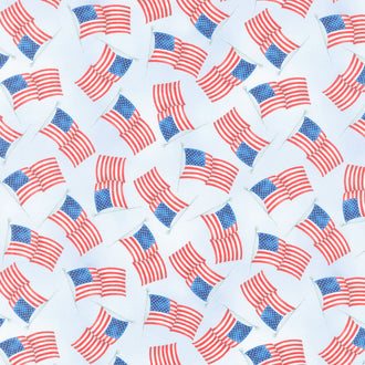 Faith, Family, Freedom - USA Flags Light Blue Yardage