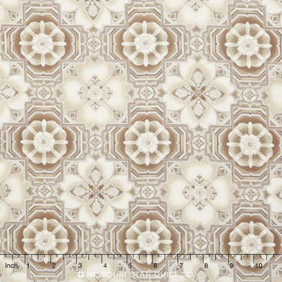 La Scala - Onyx Colorstory Large Flowers Natural Metallic Yardage