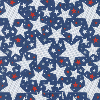 Brave & Free - Striped Stars Navy Yardage