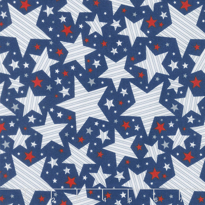 Brave & Free - Striped Stars Navy Yardage