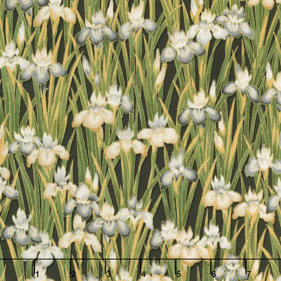 Imperial Collection 14 - Floral Leaves Black Metallic Yardage
