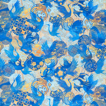 Oriental Gardens - Emblems Blue Digitally Printed Yardage
