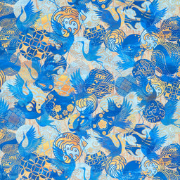 Oriental Gardens - Emblems Blue Yardage Primary Image