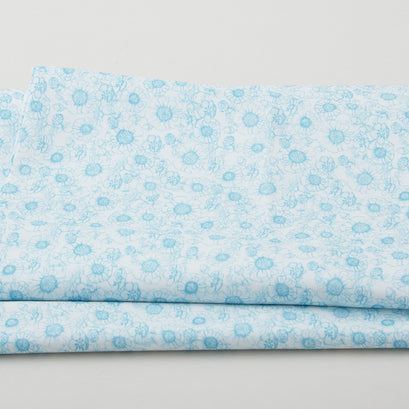 Sunshine And Sandcastles - Mono Wildflowers Blue 2 Yard Cut