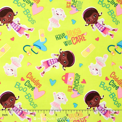 Doc McStuffins - Cuddles Cure Boo Boos Lime Yardage
