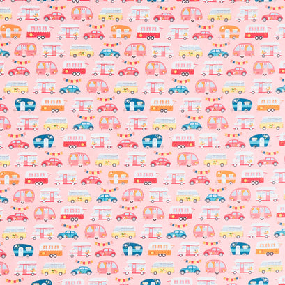 Gone Glamping - Campers Pink Yardage