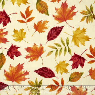 Autumn Hues - Autumn Leaves Cream Yardage