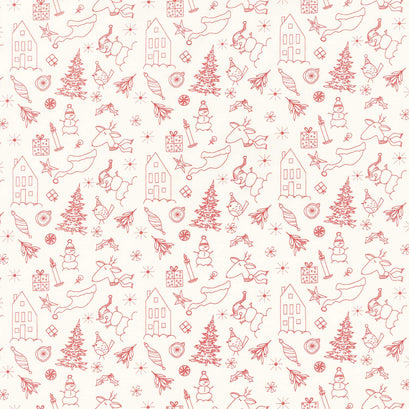 Christmas is in Town - Doodles Cream Yardage