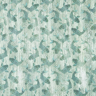 Oriental Gardens - Koi Green Digitally Printed Yardage