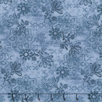 Where the Wind Blows - Mixed Media Blue Flannel Yardage