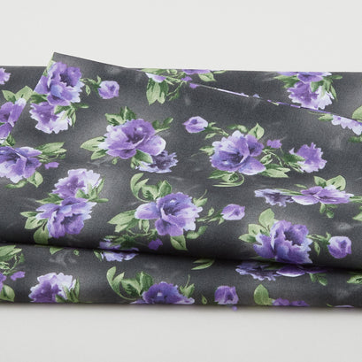 Paradise - Tossed Floral Charcoal 2 Yard Cut