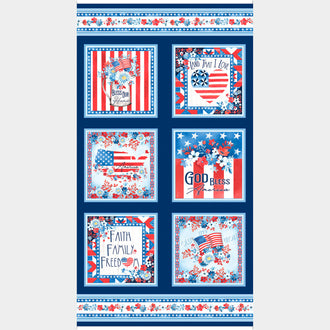 Faith, Family, Freedom - Patriotic Boxes Navy Panel