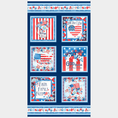 Faith, Family, Freedom - Patriotic Boxes Navy Panel