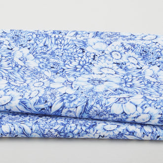 Annablue - Floral Medium Blue 2 Yard Cut