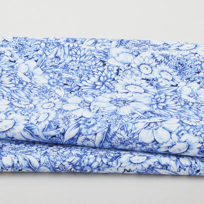 Annablue - Floral Medium Blue 2 Yard Cut