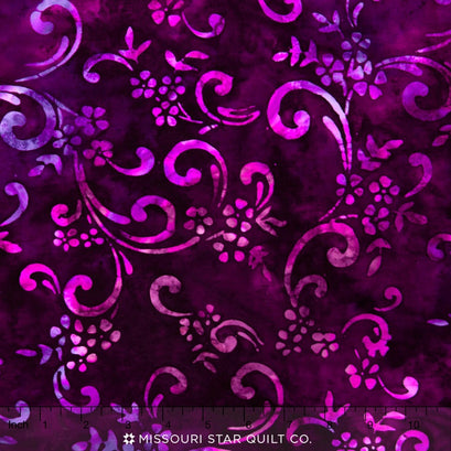 Artisan Batiks - Floriculture Floral Scroll Lupine Yardage