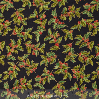 Holiday Flourish - Black Metallic Yardage