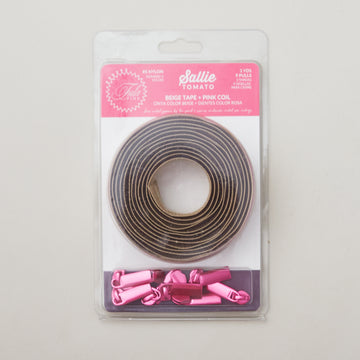 Sallie Tomato Tula Pink #5 Nylon Zipper Tape & Pulls - Beige with Pink Coil Alternative View #3
