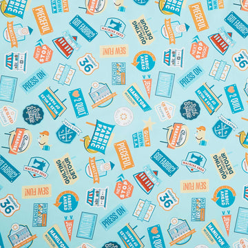 Welcome To Quilt Town - Signs Aqua Yardage