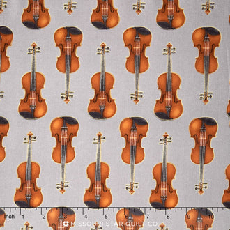 In Tune - Violins Silver Yardage