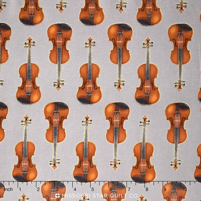 In Tune - Violins Silver Yardage