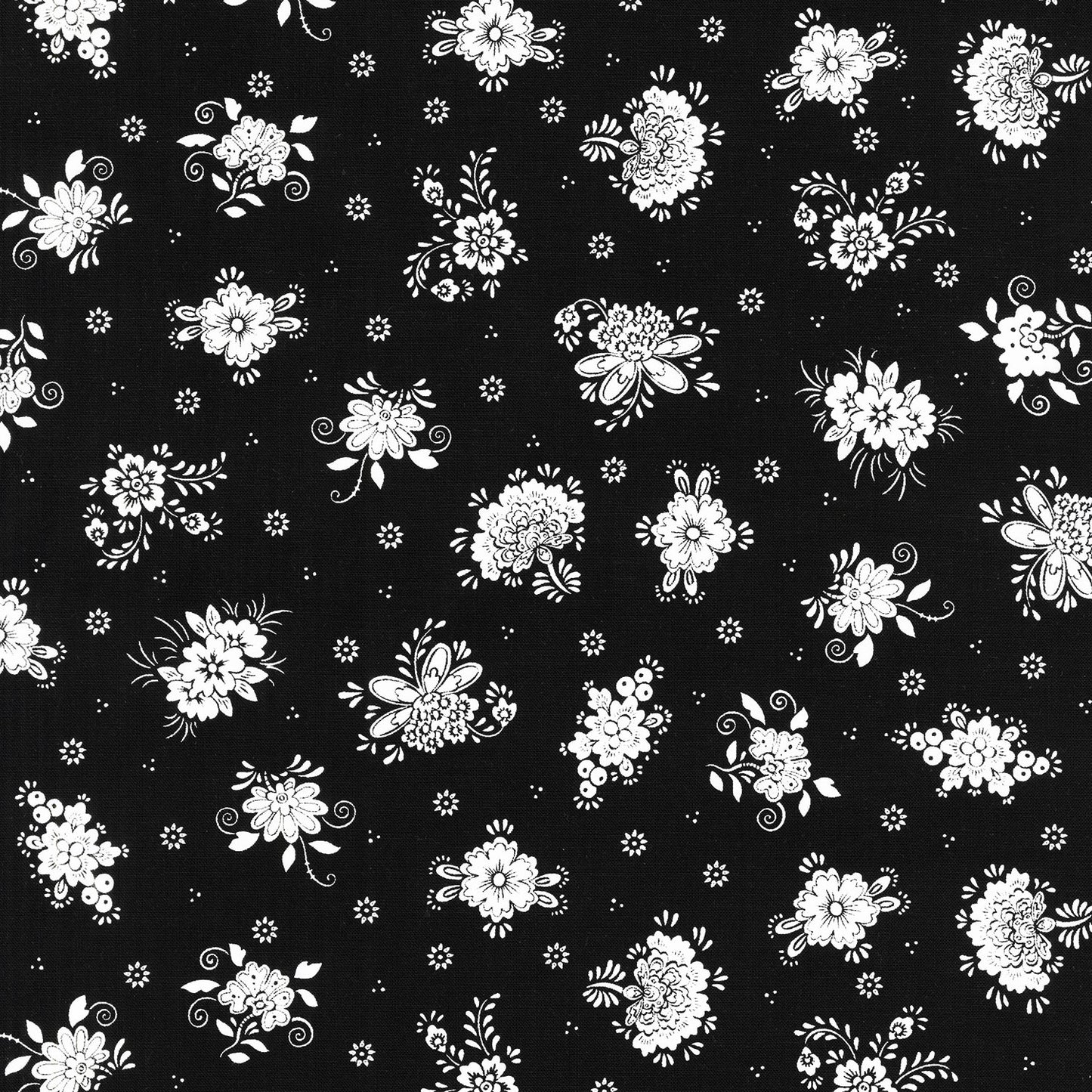 Blackout Florals Jet Yardage
