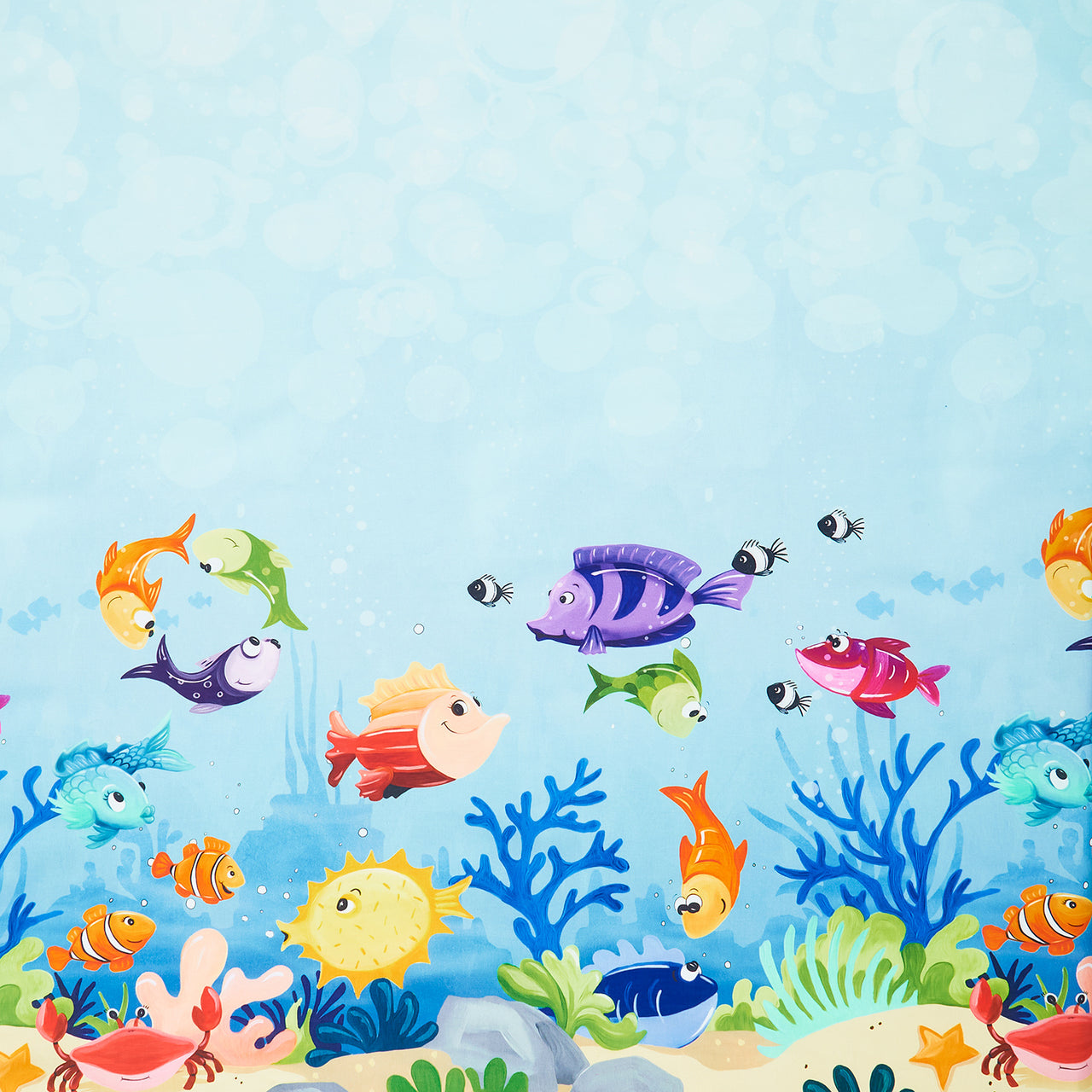 Under The Sea - Fish Border Light Blue Yardage Primary Image