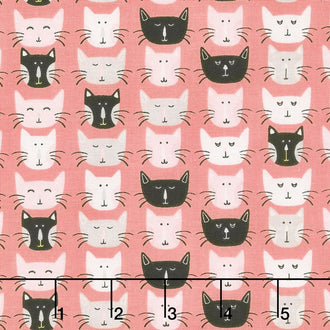 Meow - Meow Faces Pink Yardage