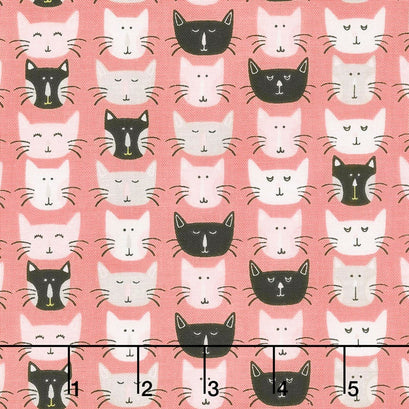 Meow - Meow Faces Pink Yardage