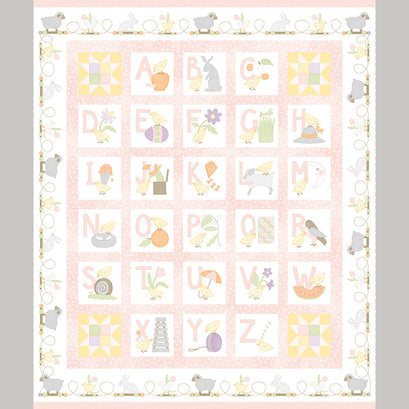 Little Chicks - Alphabet Pink Flannel Panel