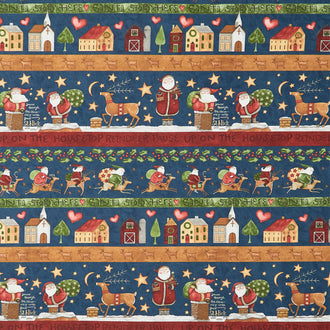Up on the Housetop - Border Stripe Midnight Yardage