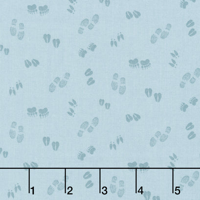 Let's Get Lost in the Woods - Tracks Vintage Blue Yardage