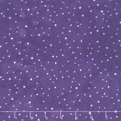 Toil and Trouble - Stars Dark Purple Glow in the Dark Yardage