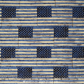 Sundance Trail - US Flags Blue Yardage