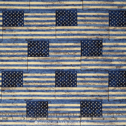 Sundance Trail - US Flags Blue Yardage