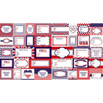 Red, White and Starry Blue - Label Pattern Panel