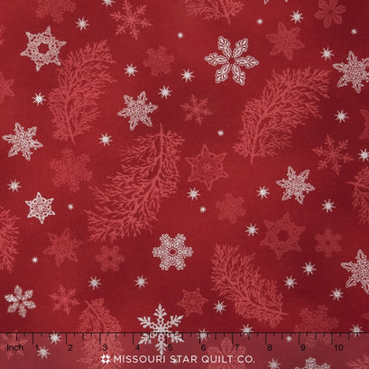 Holiday Flourish 9 - Silver Colorstory Snowflake Scarlet Metallic Yardage