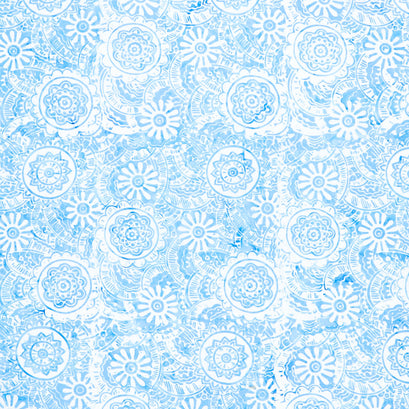 Tonga Batiks - Bluebell Medallions Powder Yardage