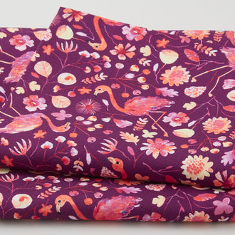 Flora & Fun - Flamingoes Aubergine 2 Yard Cut