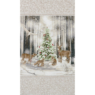 Winter White 3 - Ice Tree Animals Snow Ice Metallic Panel
