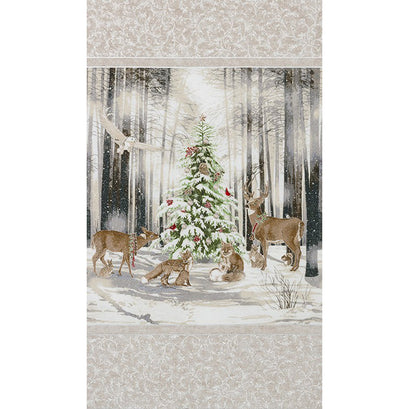 Winter White 3 - Ice Tree Animals Snow Ice Metallic Panel