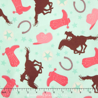 Rodeo Rider - Girl Main Mint Yardage
