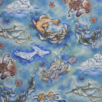 Wilderness Expressions - Swimming Ocean Digitally Printed Yardage