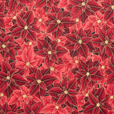 Holiday Flourish - Festive Finery - Candy Cane ColorstoryPoinsettias Cranberry Yardage Primary Image