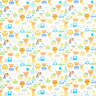 Special Delivery - Main Baby Animal White Yardage