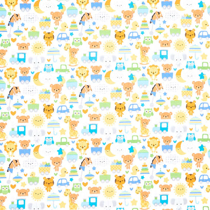Special Delivery - Main Baby Animal White Yardage